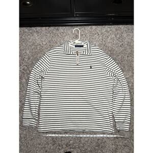 Polo Ralph Lauren Size L Half Zip Pullover Sweater White Striped